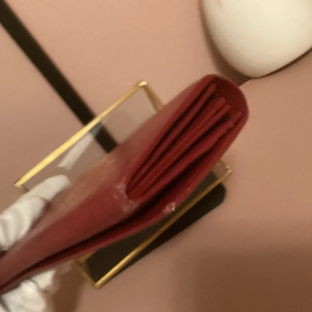 Red Burberry Textured Nova Check Long Wallet pre-loved - Picture 7 of 9